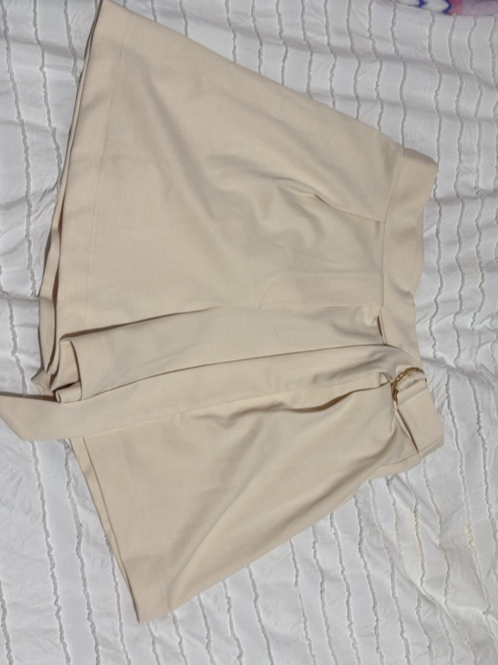 H&M Cream High-Waist Tie Shorts